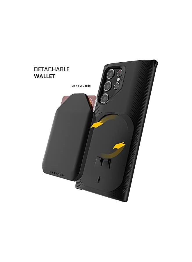 Galaxy S22+ Wallet Case with Credit Card Holder Works with Magnetic Car Vent Mounts Easily Detachable for Wireless Charging Designed for 2022 Galaxy S22 Plus 5G (6.6 Inch) (Black)
