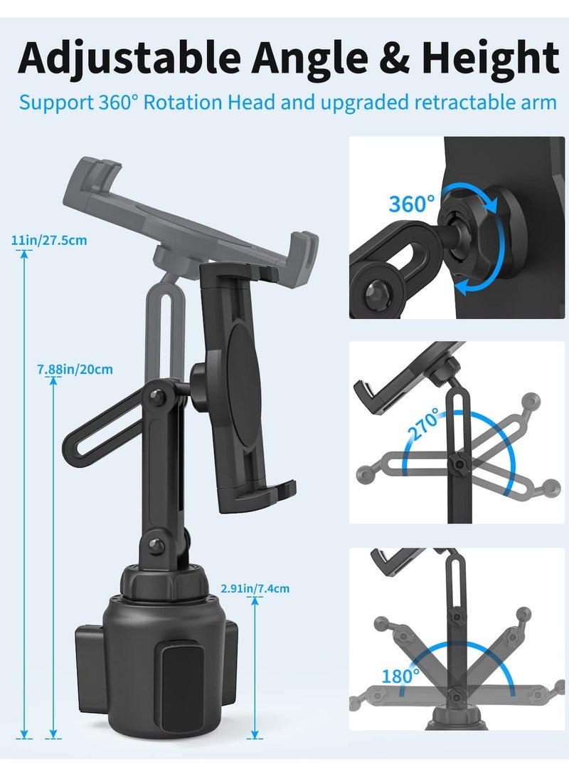 Cup Holder Car Tablet Mount for Truck, Multi Adjustable Cup Mount Tablet Holder, Vehicle Tablet Cup Stand Phone Cradle for iPad Pro Air Mini, Galaxy Tabs, iPhone, 4-13