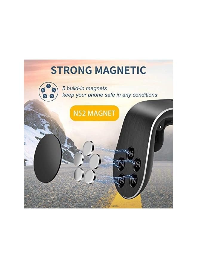 Magnetic Car Phone Holder, Strong Magnetic for Air Vent Phone Holder Car Mount Phone Holder Car Magnetic, L Shape Universal Car Holder for Any Smartphone, Universal Smart GPS Cell Phone Holder