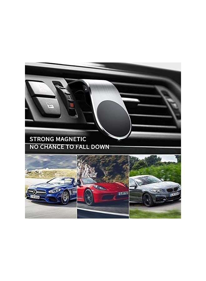 Magnetic Car Phone Holder, Strong Magnetic for Air Vent Phone Holder Car Mount Phone Holder Car Magnetic, L Shape Universal Car Holder for Any Smartphone, Universal Smart GPS Cell Phone Holder