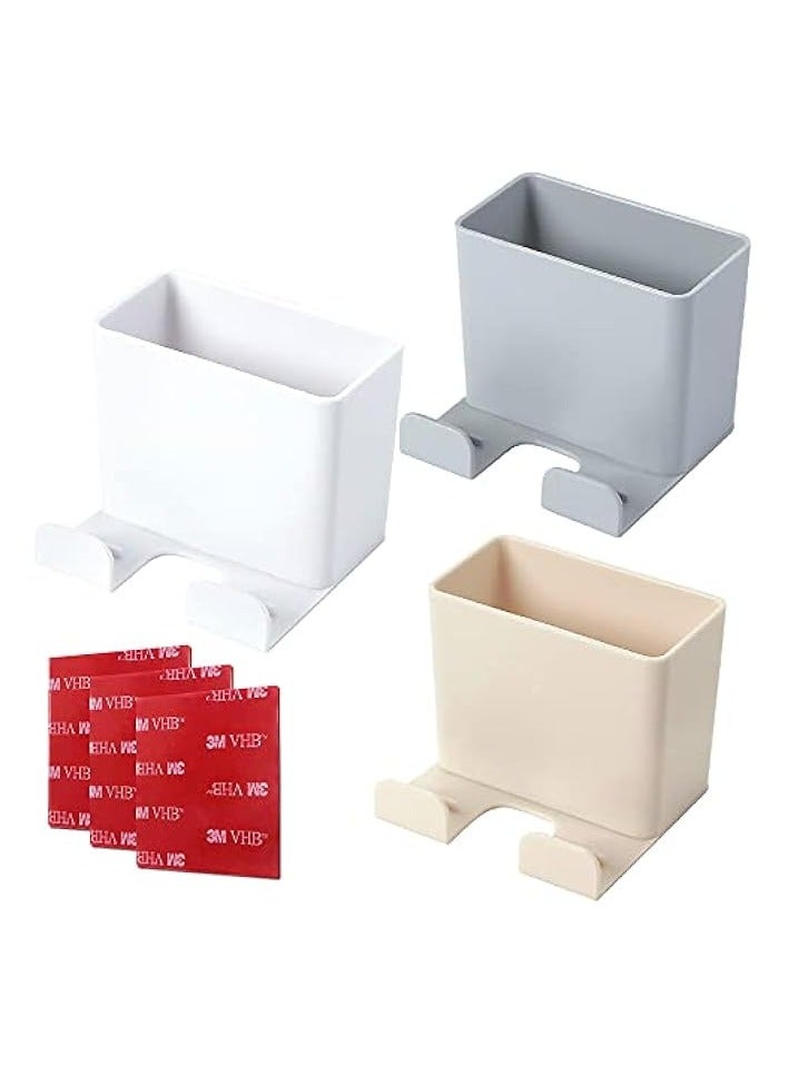 Wall Mount Phone Holders, 3 Pack Sticky Storage Box for Home and Office Use