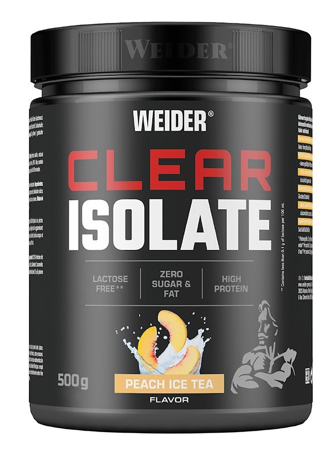 Clear Isolate 500g, Peach Ice Tea, Lactose Free - Zero Sugar And Fat - High Protein Refreshing Drink