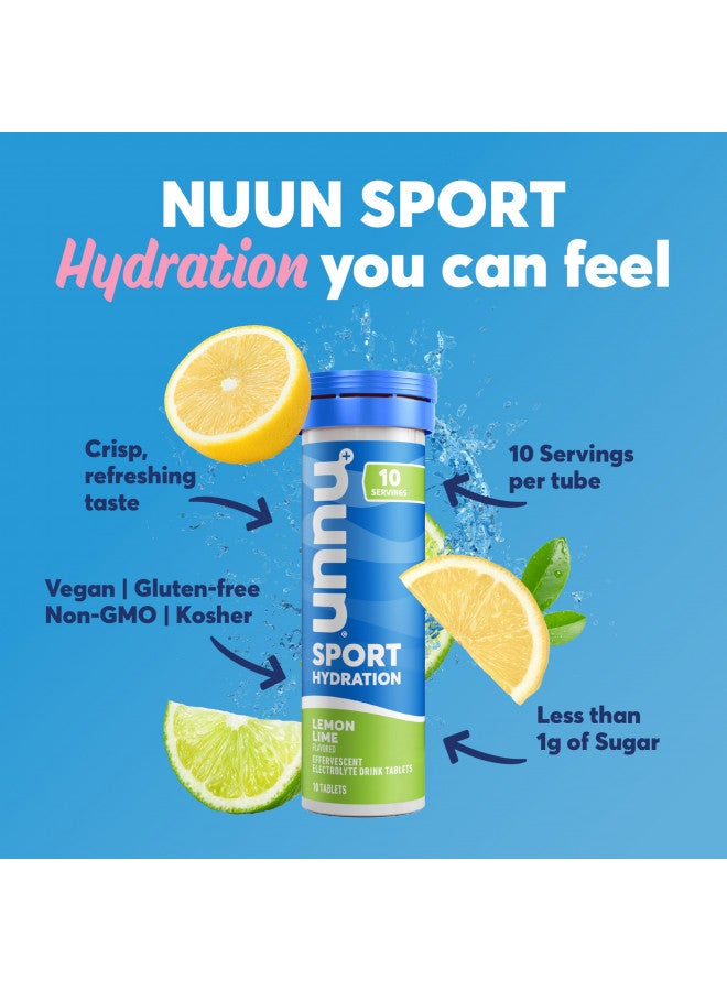 Nuun Sport: Electrolyte Drink Tablets, Lemon Lime, 10 Count (Pack of 4)