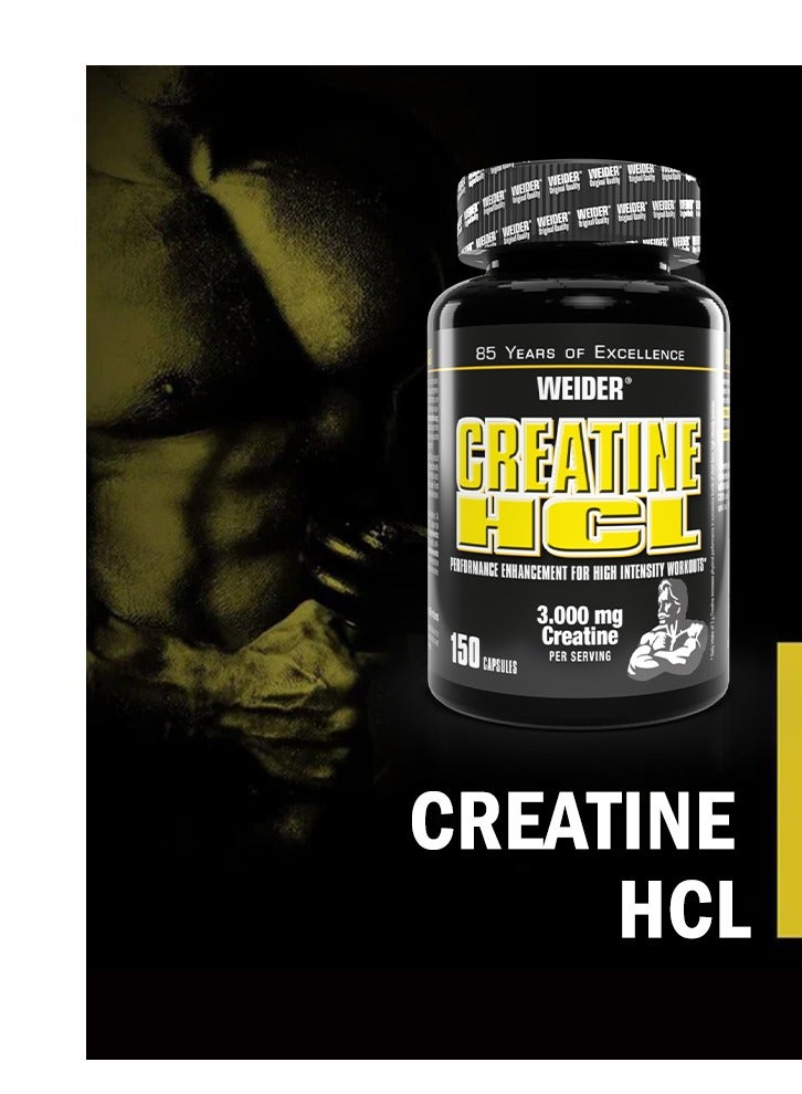 Creatine HCL Performance Enhancement For High Intensity Workout, 3.000mg Creatine Per servings - 150 Capsules