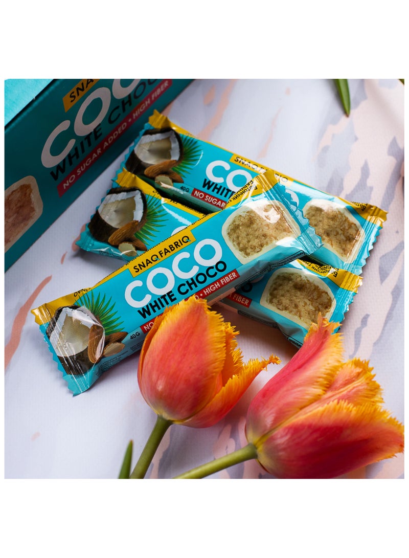 Coco White Choco Bar Almond High Fiber and No Sugar Added 12x40g