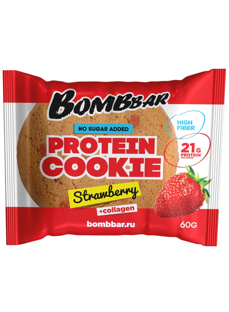 Collagen Protein Cookie with Strawberry High Fiber and No Sugar Added 10x60g