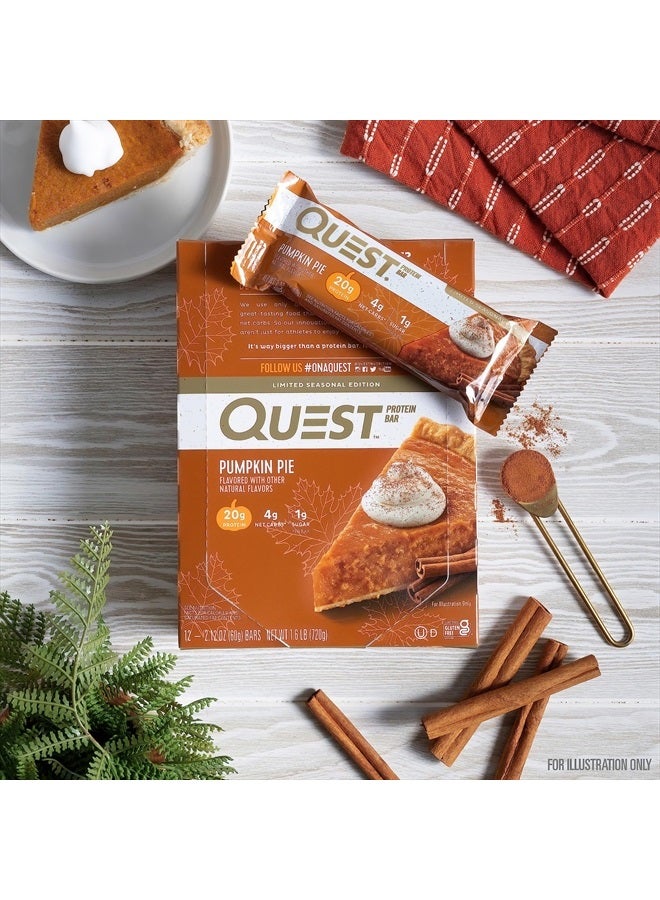 Pumpkin Pie Protein Bar, 20g Protein, 4g Net Carb, 1g Sugar, Gluten Free, 12 Count