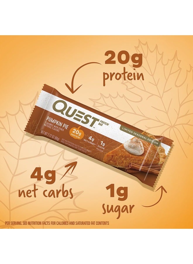 Pumpkin Pie Protein Bar, 20g Protein, 4g Net Carb, 1g Sugar, Gluten Free, 12 Count