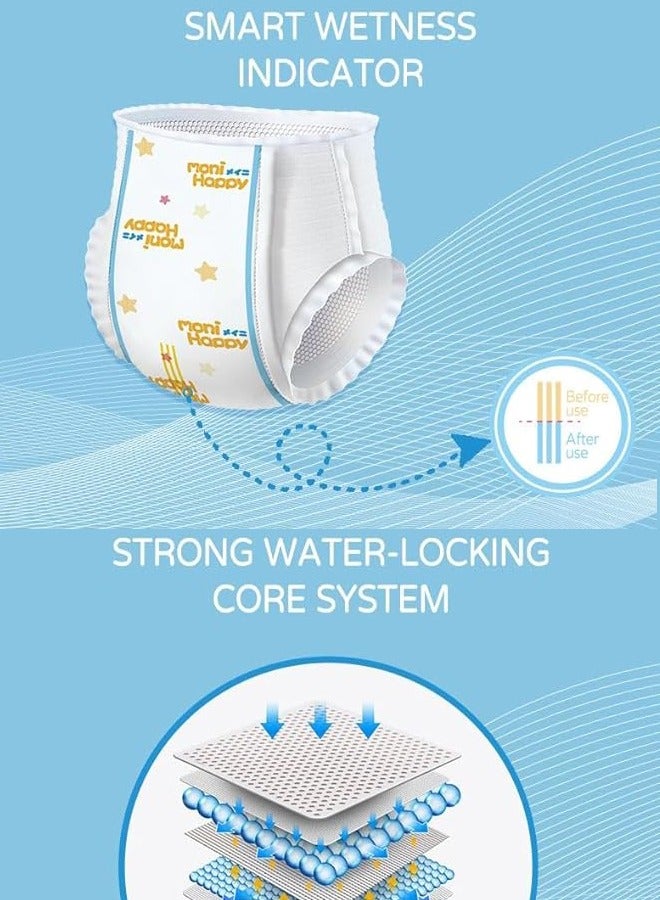 Moni Happy  Baby Comfort Fit Pants Diapers |Size 7, XXX Large| Suitable for babies over 17+ Kg and for 24+ Months|40 Diapers SAP Instant Absorption Core Carefully chosen breathable & sealed base film for 12hours