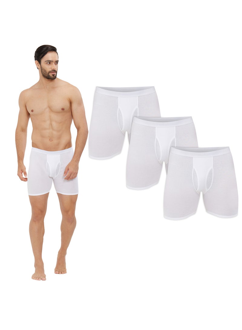 MEN'S AEROCOOL BOXER BRIEF SHORTS (PACK OF 3) - WHITE