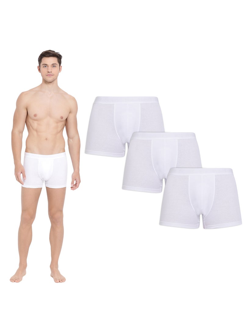 MEN'S COTTON BOXER BRIEF TRUNKS (PACK OF 3) - WHITE