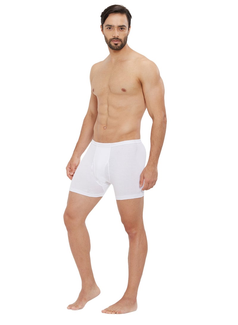MEN'S COTTON BOXER BRIEF SHORTS (PACK OF 3) - WHITE