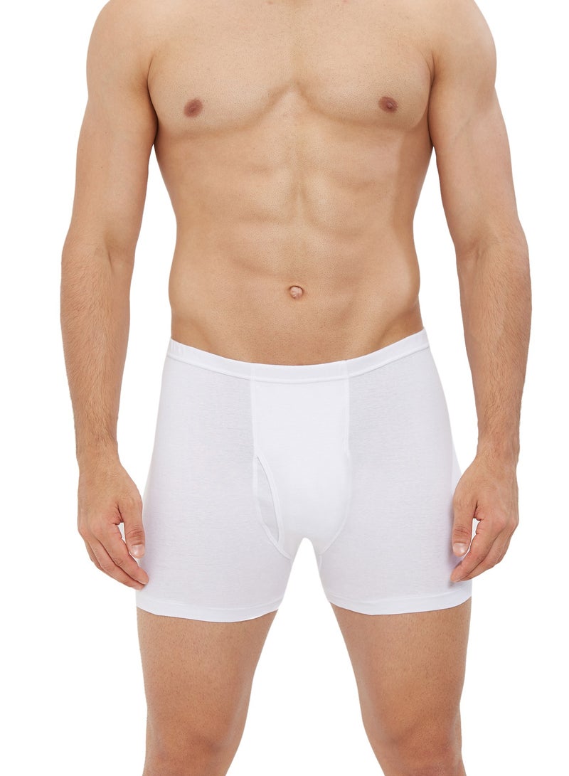 MEN'S COTTON BOXER BRIEF SHORTS (PACK OF 3) - WHITE