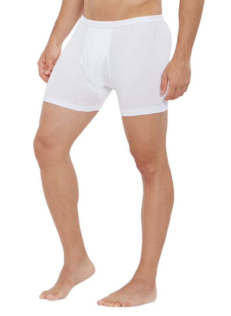 MEN'S COTTON BOXER BRIEF SHORTS (PACK OF 3) - WHITE