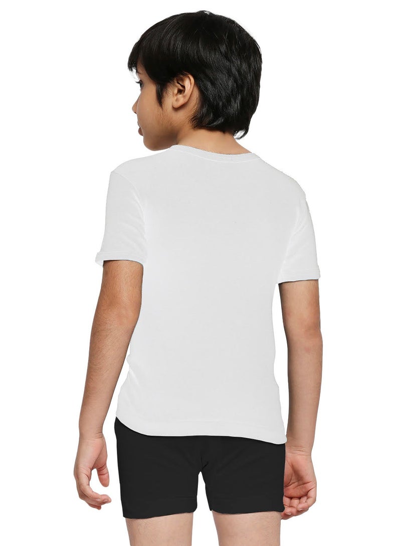 BOY'S COTTON ROUND NECK UNDERSHIRT (PACK OF 3) - WHITE