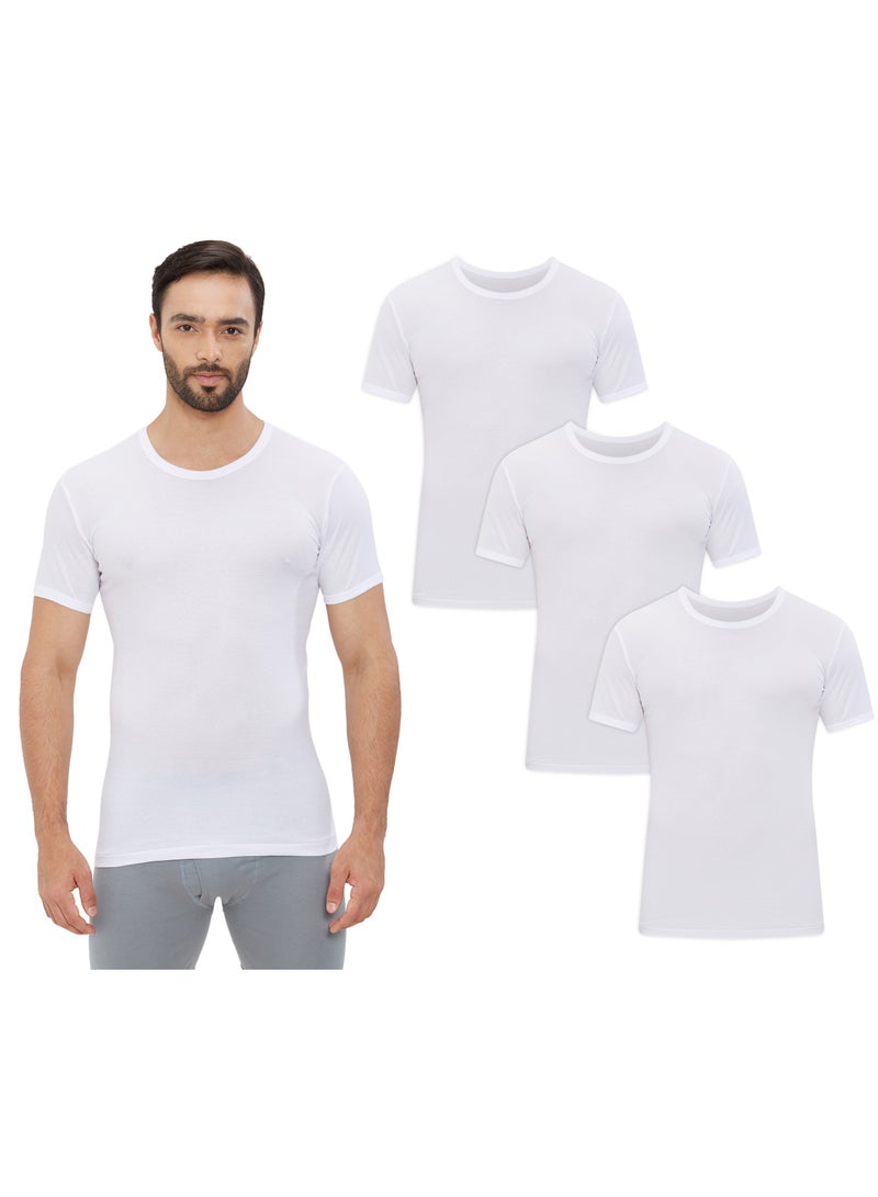 MEN'S AEROCOOL ROUND NECK UNDERSHIRT (PACK OF 3) - WHITE