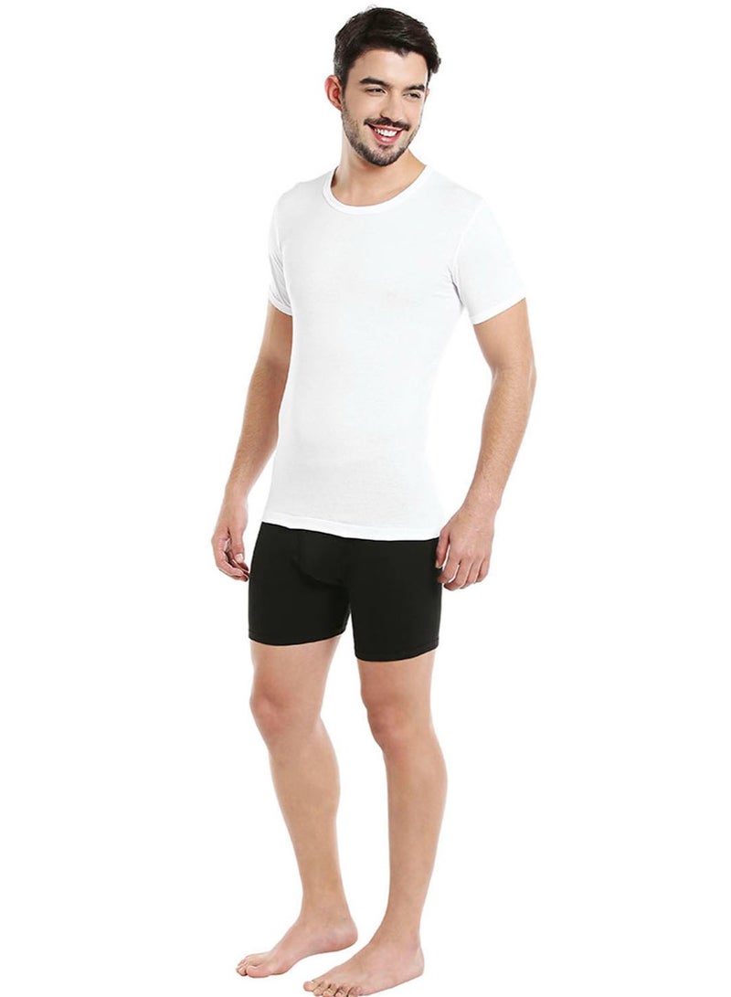 MEN'S ROUND NECK COTTON UNDERSHIRT (PACK OF 3) - WHITE