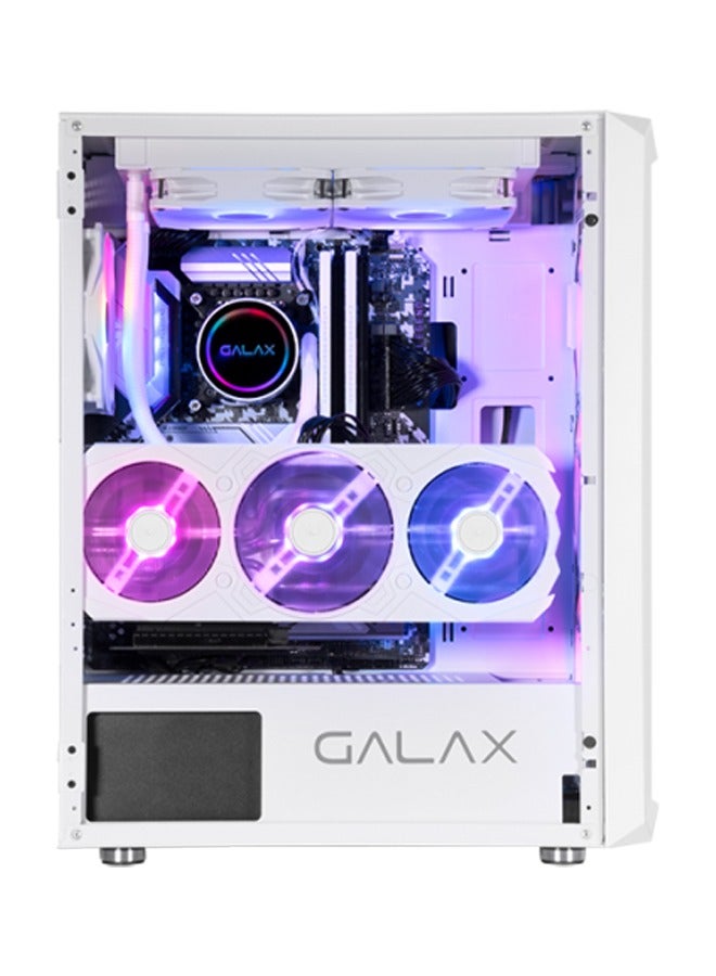 Galax Revolution 07 with 4 Fans Desktop PC Computer Gaming Case (White)