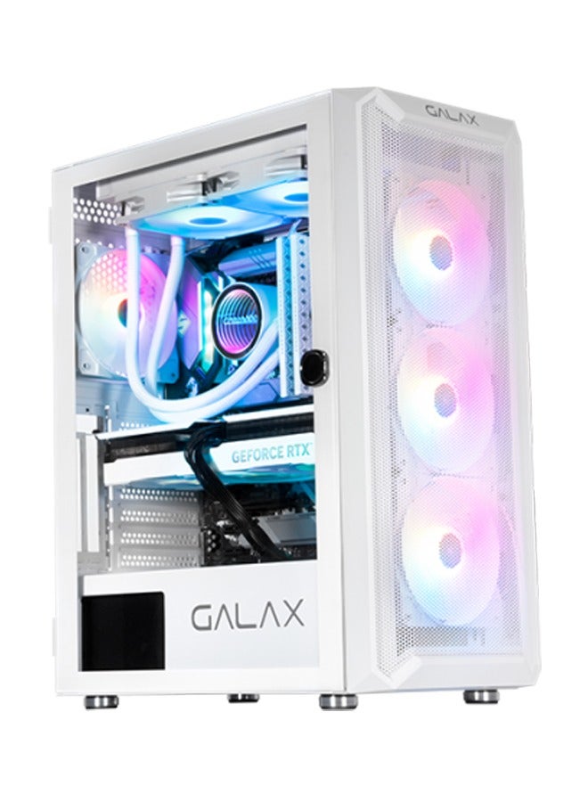 Galax Revolution 07 with 4 Fans Desktop PC Computer Gaming Case (White)