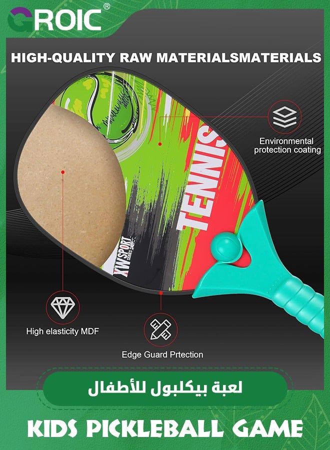 Kids Pickleball Set, Kids Pickleball Game, Premium Wooden Paddle Set 2 Paddles & 2 Balls, Outdoor Sport Games for Adults and Kids Pickleball Set, Kids Squash Racket, Kids Paddle Ball Game