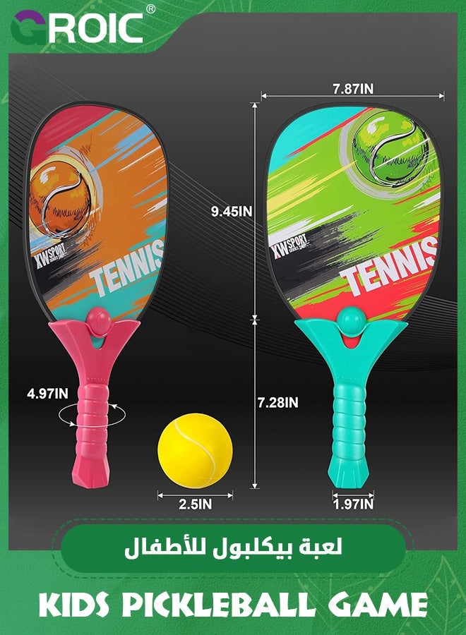 Kids Pickleball Set, Kids Pickleball Game, Premium Wooden Paddle Set 2 Paddles & 2 Balls, Outdoor Sport Games for Adults and Kids Pickleball Set, Kids Squash Racket, Kids Paddle Ball Game