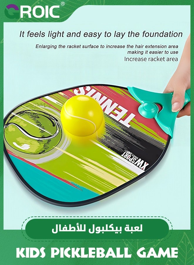 Kids Pickleball Set, Kids Pickleball Game, Premium Wooden Paddle Set 2 Paddles & 2 Balls, Outdoor Sport Games for Adults and Kids Pickleball Set, Kids Squash Racket, Kids Paddle Ball Game