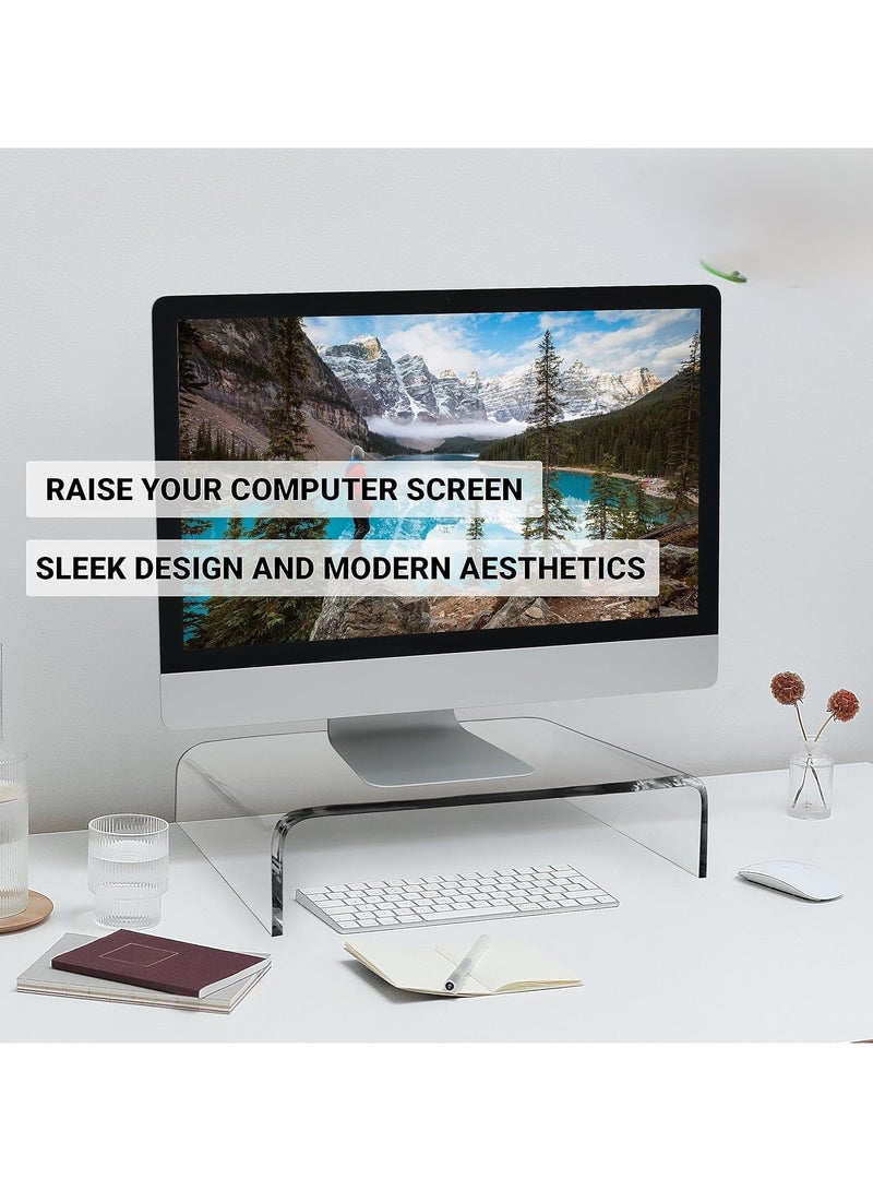 Premium Acrylic Monitor Stand Clear Monitor Stand Clear Monitor Riser Laptop PC Multimedia Monitor Stand For Home Office School Business Holder Clear Monitor Stand