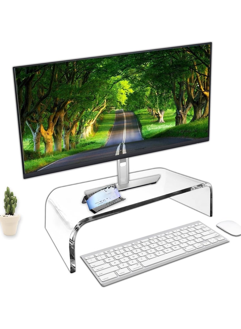 Premium Acrylic Monitor Stand Clear Monitor Stand Clear Monitor Riser Laptop PC Multimedia Monitor Stand For Home Office School Business Holder Clear Monitor Stand