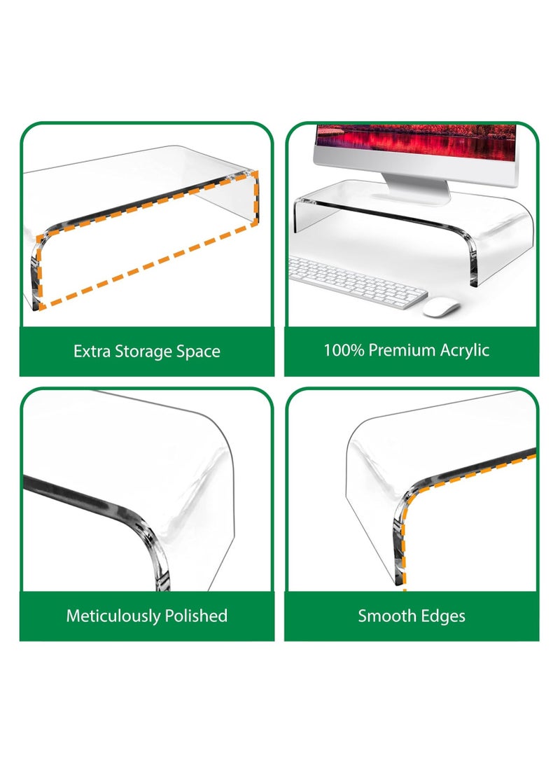 Premium Acrylic Monitor Stand Clear Monitor Stand Clear Monitor Riser Laptop PC Multimedia Monitor Stand For Home Office School Business Holder Clear Monitor Stand