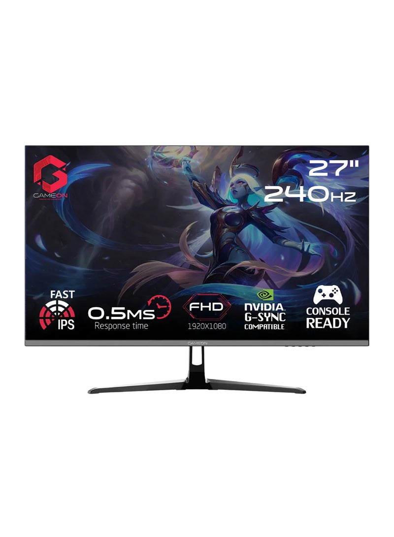 27 inch E-sports Series Black Gaming Monitor, 1920x1080p FHD IPS Panel, 240Hz Refresh Rate, 0.5ms Response Time, Supports HDR 10, PS5, GOESP27240IPS Black