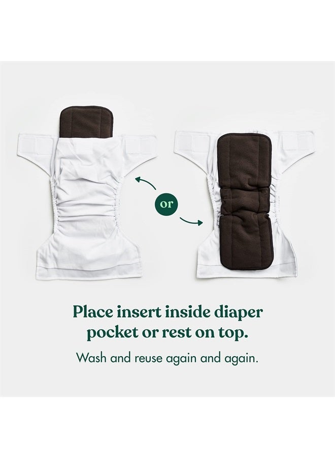 Cloth Diaper Inserts, 4 Layer Charcoal Rayon Fleece, Pack of 12, Resuable, Washable Inserts for Cloth Diapers, Charcoal, Gussets