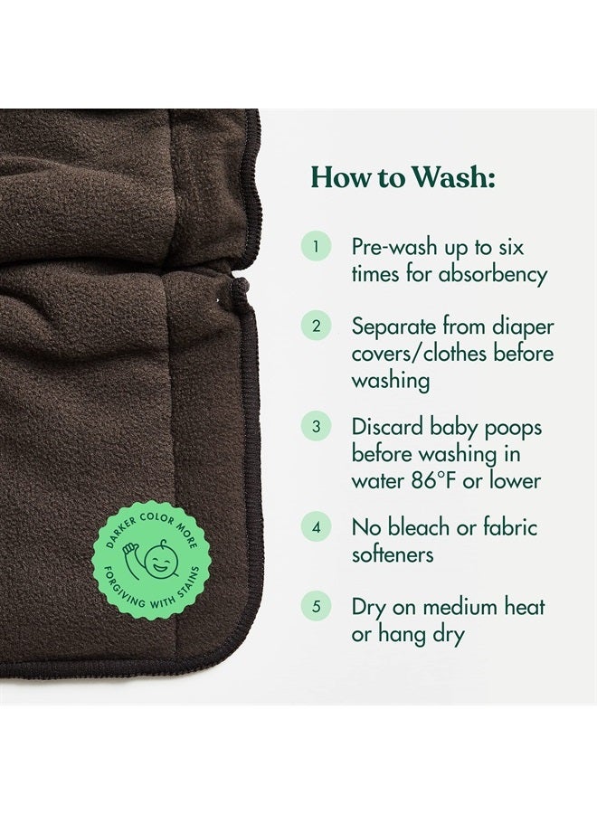 Cloth Diaper Inserts, 4 Layer Charcoal Rayon Fleece, Pack of 12, Resuable, Washable Inserts for Cloth Diapers, Charcoal, Gussets