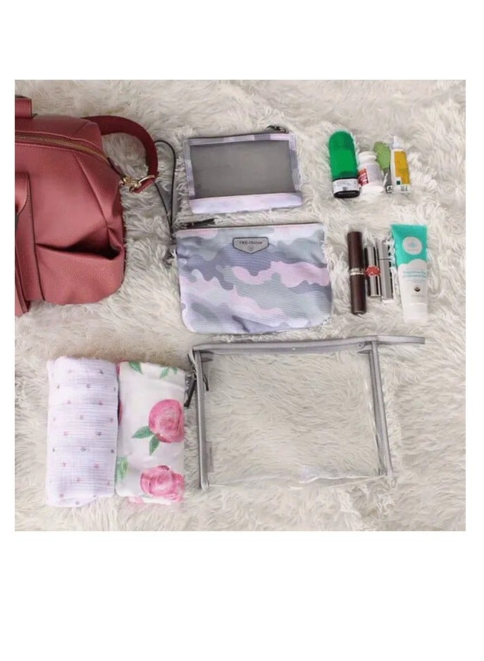 TWELVElittle 3-In-1 Travel Organiser Pouch Set - Blush Camo