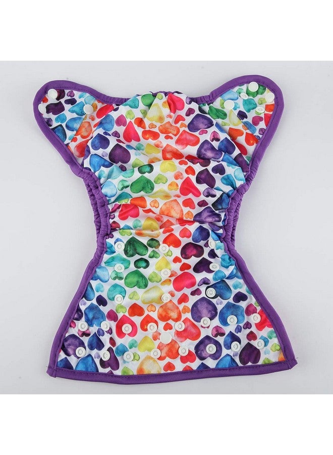 Baby Diaper Cover Nappy One Size 10Lbs To 36Lbs For Girls (Rainbow Hearts)