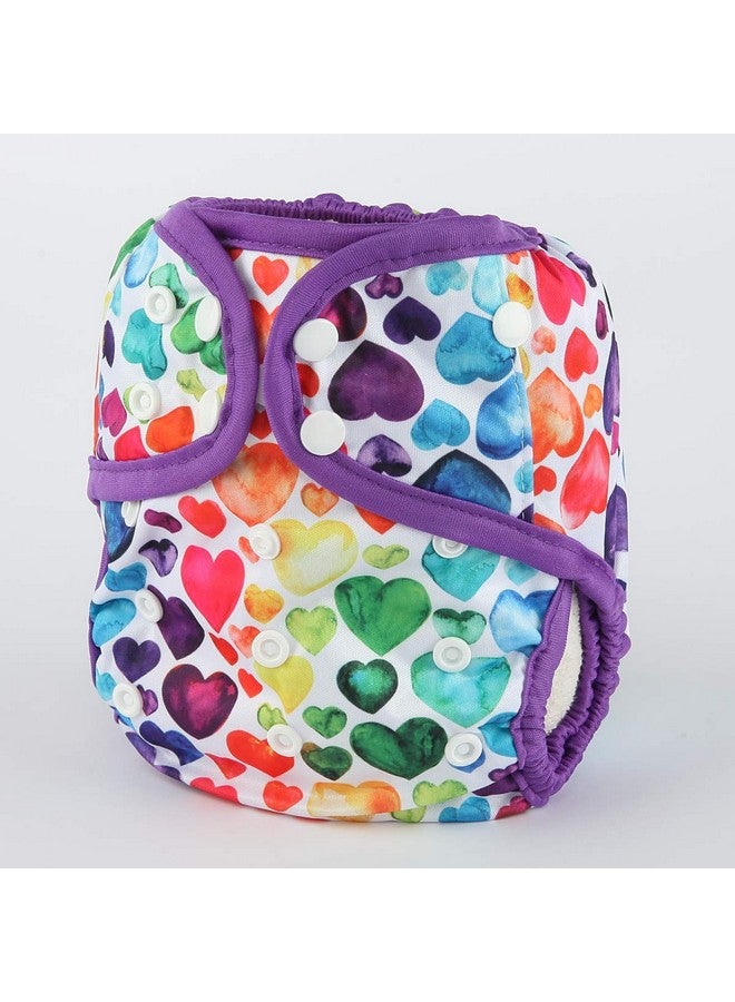 Baby Diaper Cover Nappy One Size 10Lbs To 36Lbs For Girls (Rainbow Hearts)