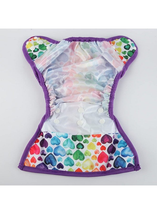 Baby Diaper Cover Nappy One Size 10Lbs To 36Lbs For Girls (Rainbow Hearts)