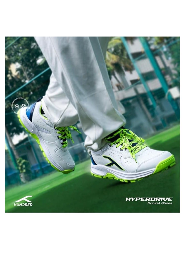 HyperDrive Cricket Shoes | Unisex | TerraSpike Rubber Studs | Material: Vegan Leather/HexaFoam | Lightweight & Highly Durable | Embedded Support Plate for Stability | Ideal for Turf, Ground & Hard Surfaces