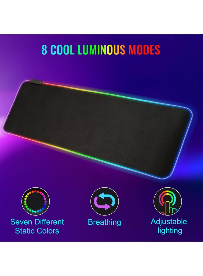 Gaming MoUSe Pad, Extra Large Soft Led Extended MoUSe Pad, Anti-Slip Rubber Base Computer Keyboard Mat