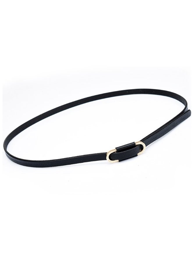 Leather Knotted Thin Belt Black