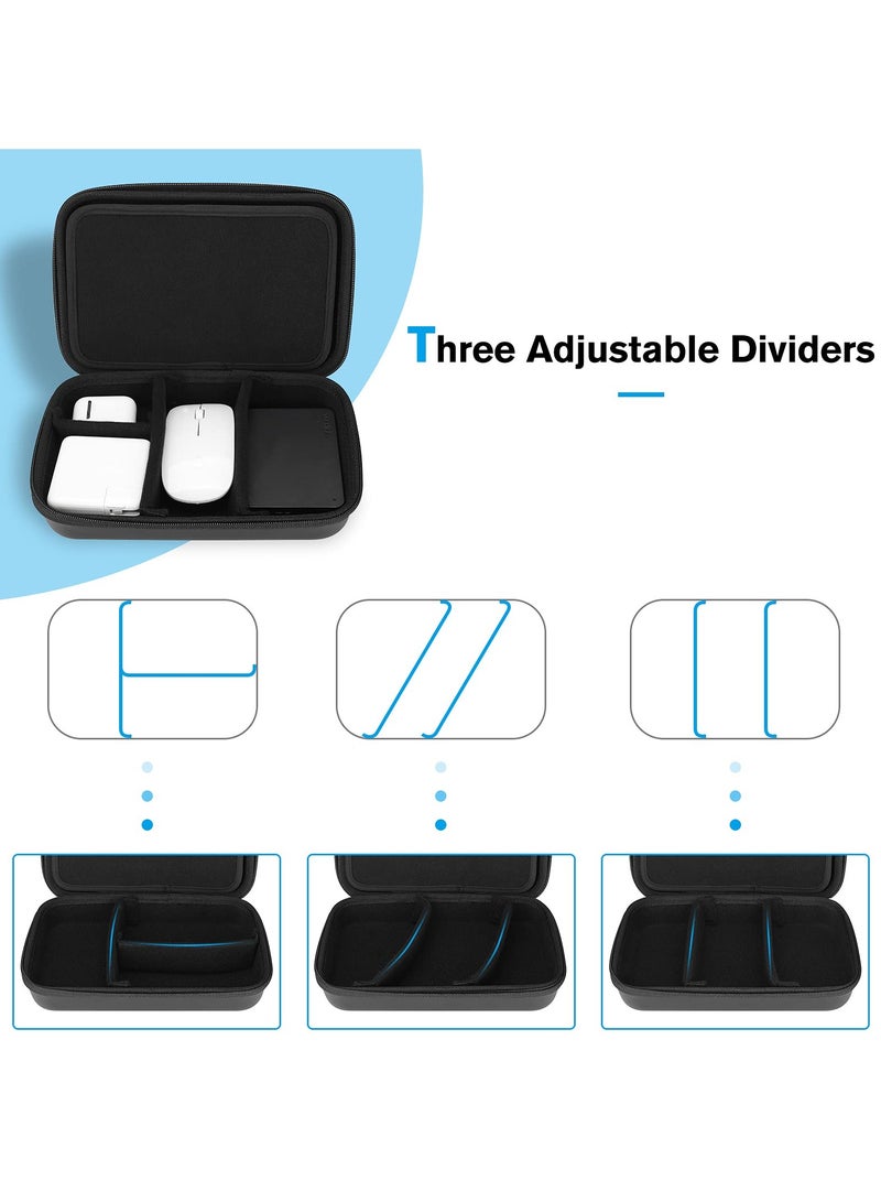 Hard Travel Electronic Organizer Case for MacBook Power Adapter Chargers Cables Power Bank Magic Mouse Pencil USB Flash Disk SD Card Small Portable Accessories Bag -Black