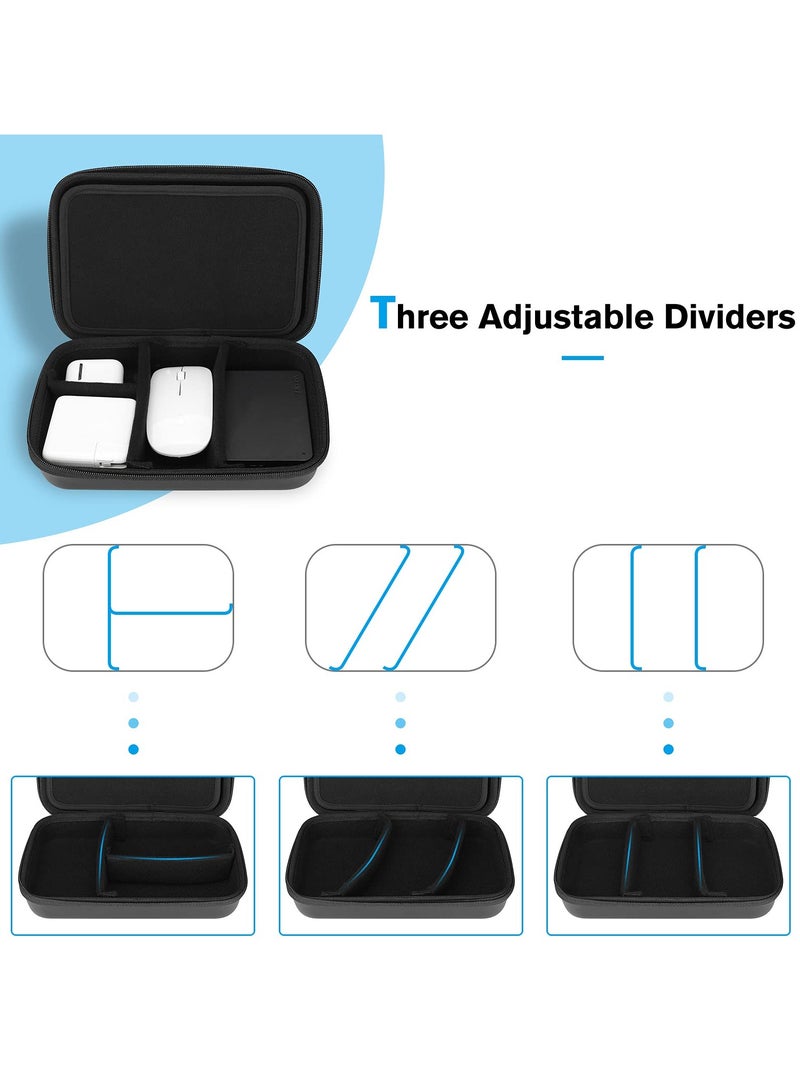 Hard Travel Electronic Organizer Case for MacBook Power Adapter Chargers Cables Power Bank Apple Magic Mouse Apple Pencil USB Flash Disk SD Card Small Portable Accessories Bag -Black