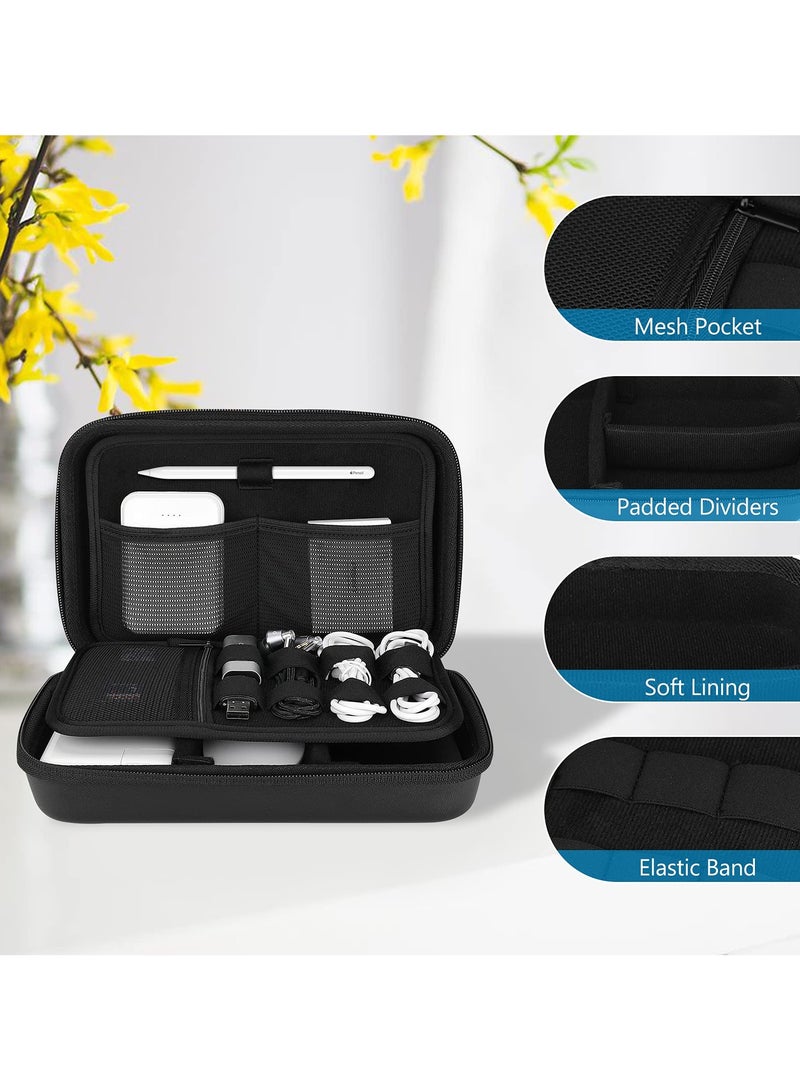 Hard Travel Electronic Organizer Case for MacBook Power Adapter Chargers Cables Power Bank Apple Magic Mouse Apple Pencil USB Flash Disk SD Card Small Portable Accessories Bag -Black