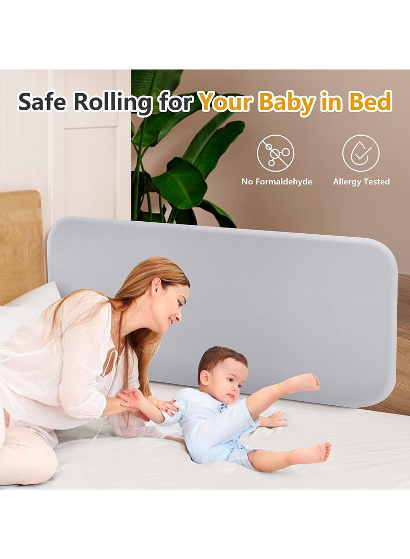 Foldable Crib Rail Guard for Kids, Adjustable Universal Toddler Bed Rails, Baby Falling Protector Fence, Crib Bed Guard for Twin, Full Size, Queen &King Beds, Grey 1Pack