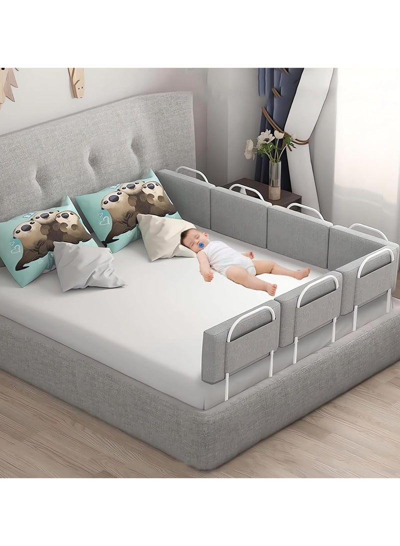 Bed rails for toddler,Bed Fence Kids Safety Bedside Guard Baby Anti-Fall Bed Rail Child Bed Soft Barrier Height Adjustable Side Protection,grey