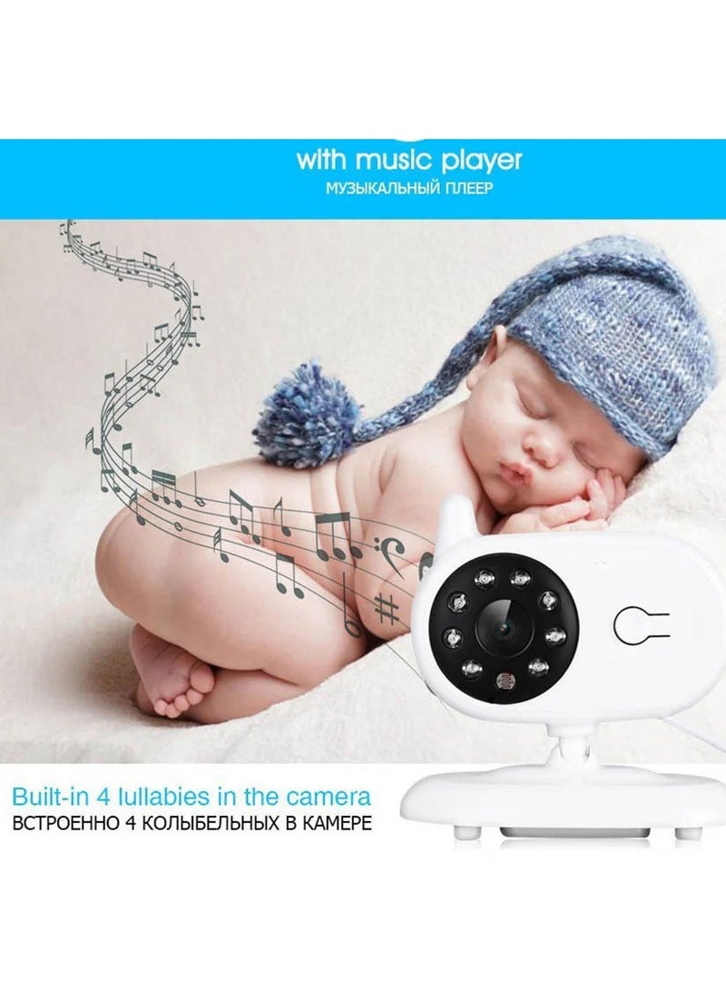 Wireless Baby Monitor - 3.5 Inch Display, Temperature Monitoring, Two-Way Audio, 3M Night Vision, IR Cut, 2.4GHz, Play Songs