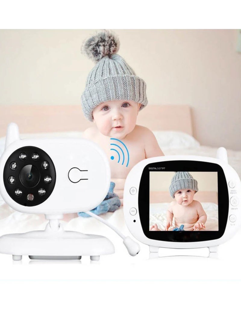 Wireless Baby Monitor - 3.5 Inch Display, Temperature Monitoring, Two-Way Audio, 3M Night Vision, IR Cut, 2.4GHz, Play Songs