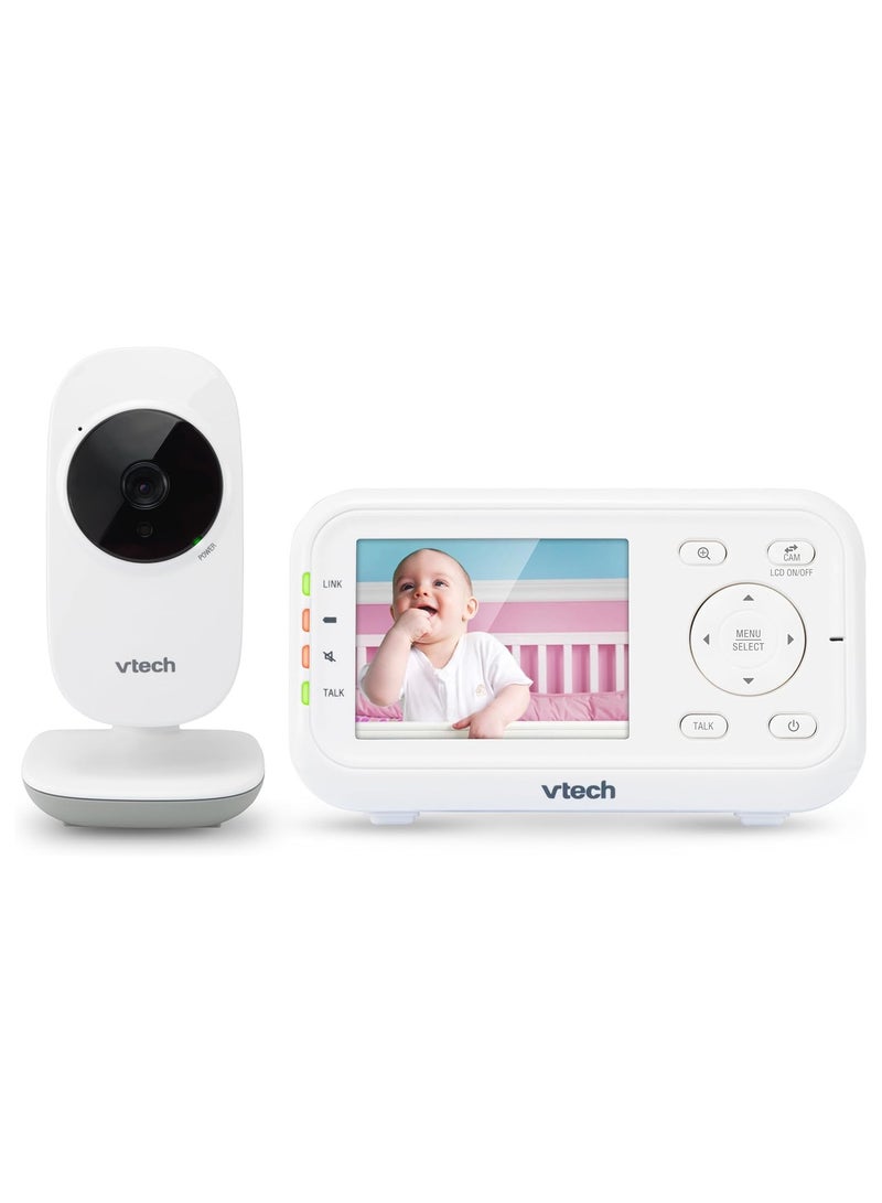 VTech Video Baby Monitor with 1000ft Long Range, Auto Night Vision, 2.8” Screen, 2-Way Audio Talk, Temperature Sensor, Power Saving Mode, Lullabies and Wall-mountable Camera with bracket