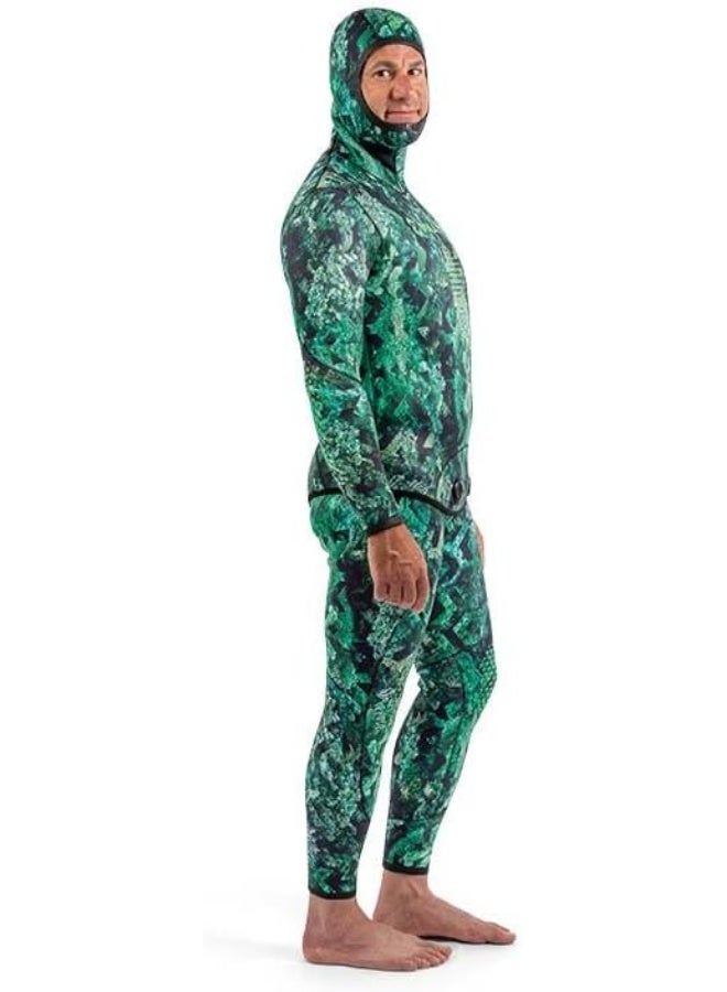 DYNAMIC NORD SFS-3 FREE DIVE SUIT 3MM HOODED JACKET + PANT CAMO/GREEN