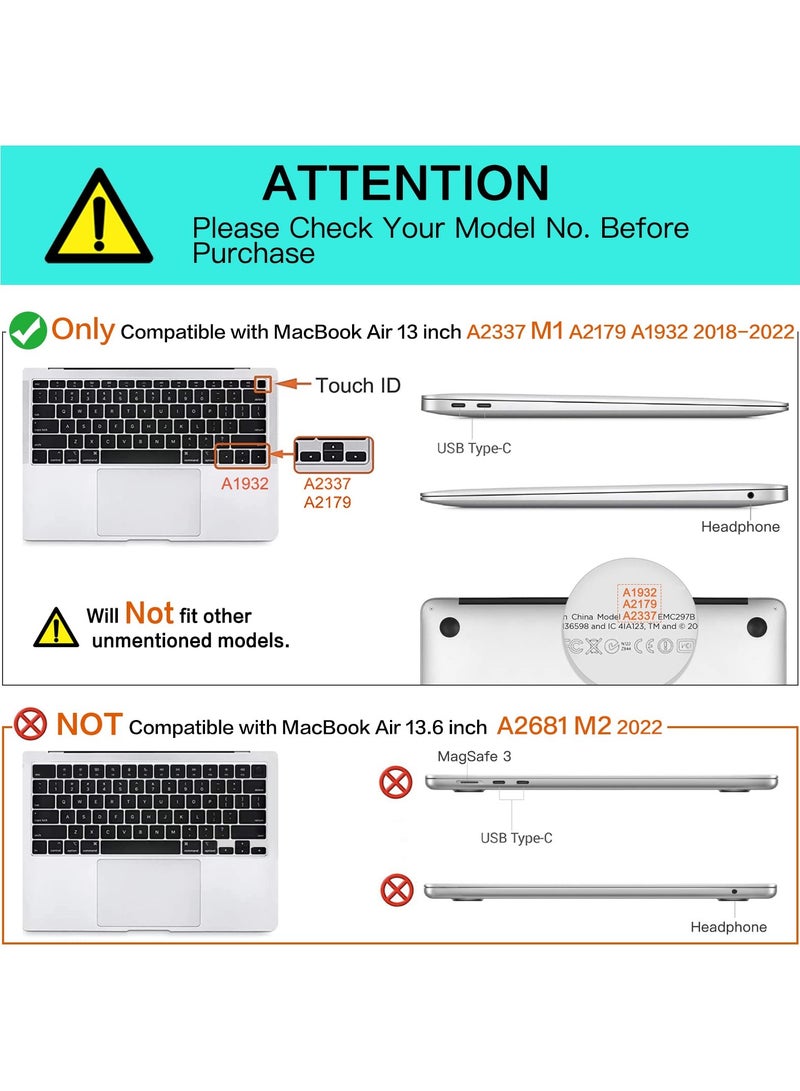 Compatible with MacBook Air 13 inch Case 2022 2021 2020 2019 2018 Release A2337 M1 A2179 A1932 Retina Display, Plastic Garden Flowers Hard Shell&Keyboard Cover&Screen Protector, Transparent