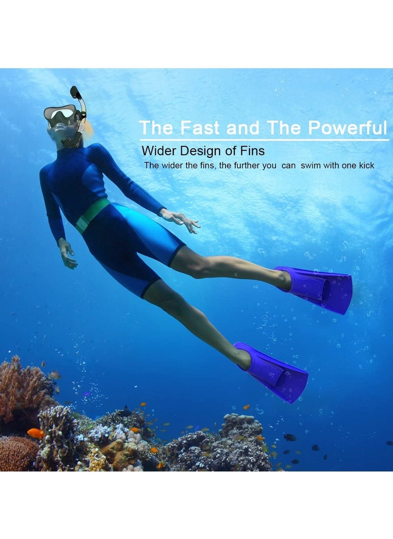 Swimming Fins, 8.27*3.35 inches Silicone Short Fins Adult Kids Professional Lightweight Diving Training Flippers for Snorkeling, and Blue